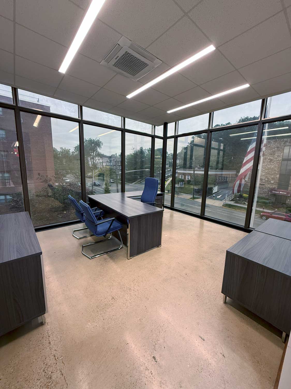 The Rutherford Daily Plan It 85 Orient Way, Rutherford, NJ. Private corner office with two walls floor to ceiling windows.